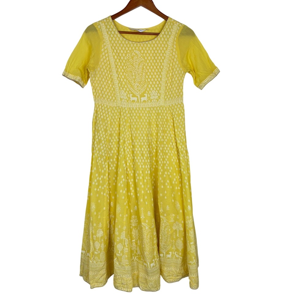 Womens Dress Sz S %100 Cotton Embroidered Midi Cottage Feminine Party Whimsical